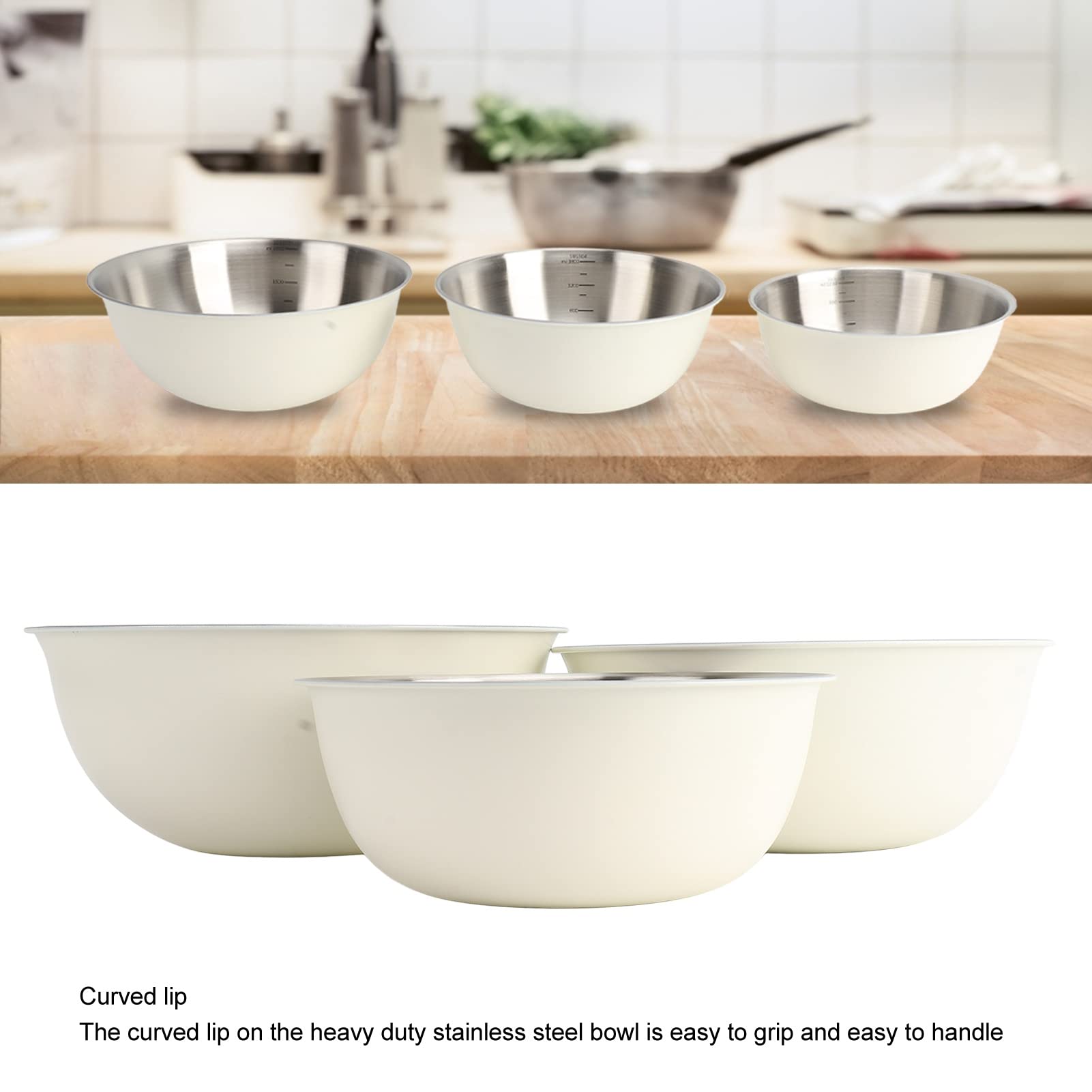 Amazon | UPQRSG ステンレススチール製ミキシングボウル、省スペース