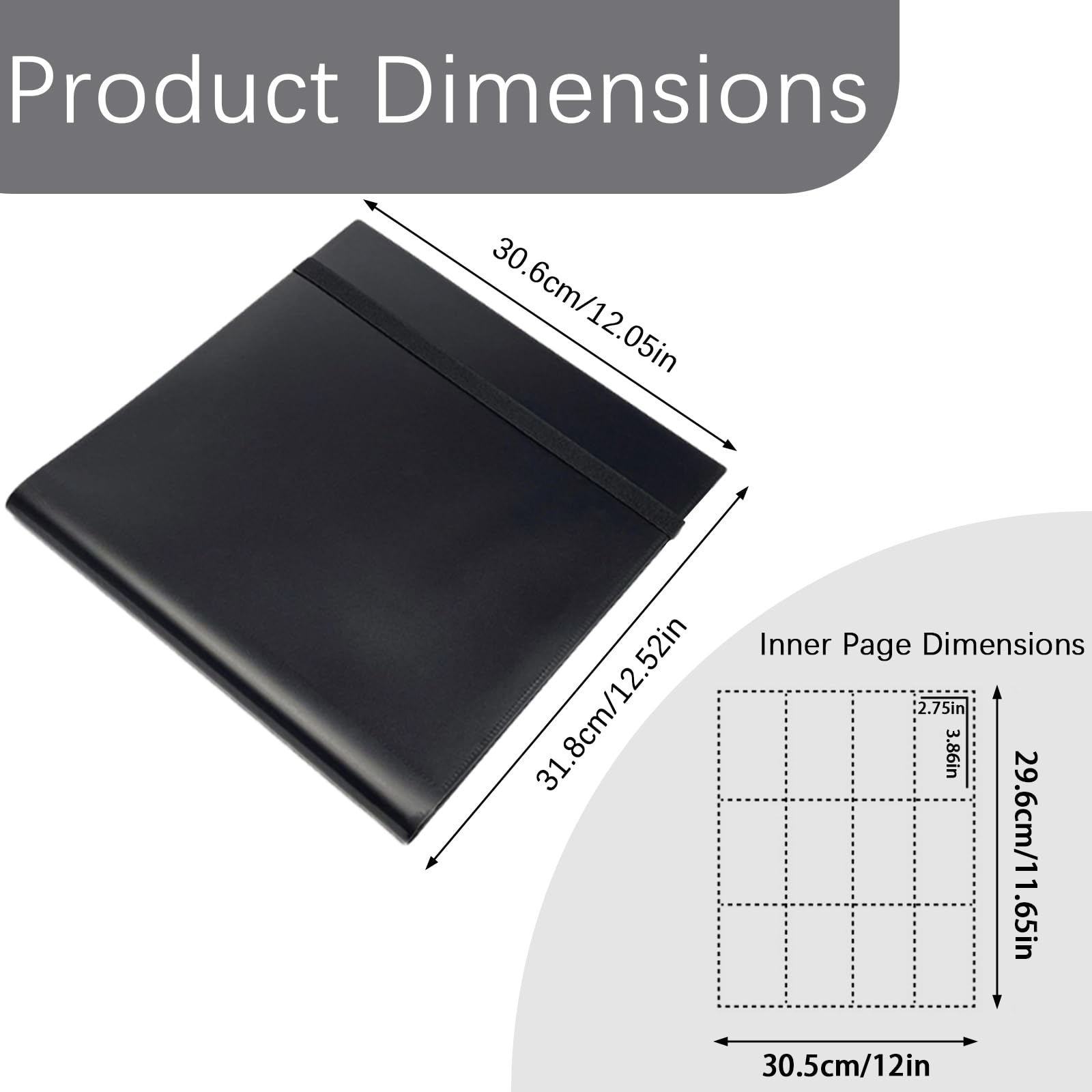 Trading Card Binder-12-Pocket,Total 480 Pockets,Card Collection Binder for Standard Cards Side Loading Card Folder for MTG Sports (Football/Basketball/Baseball) Cards (Black) - Image 2