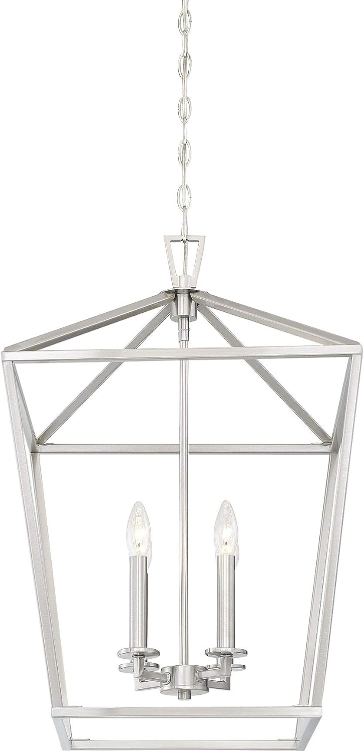 Savoy House 1-321-4-SN Townsend Traditional Open Frame Pendant Light Fixture, 4-Light 240 Total Watts, 26" H x 17" W, Satin Nickel