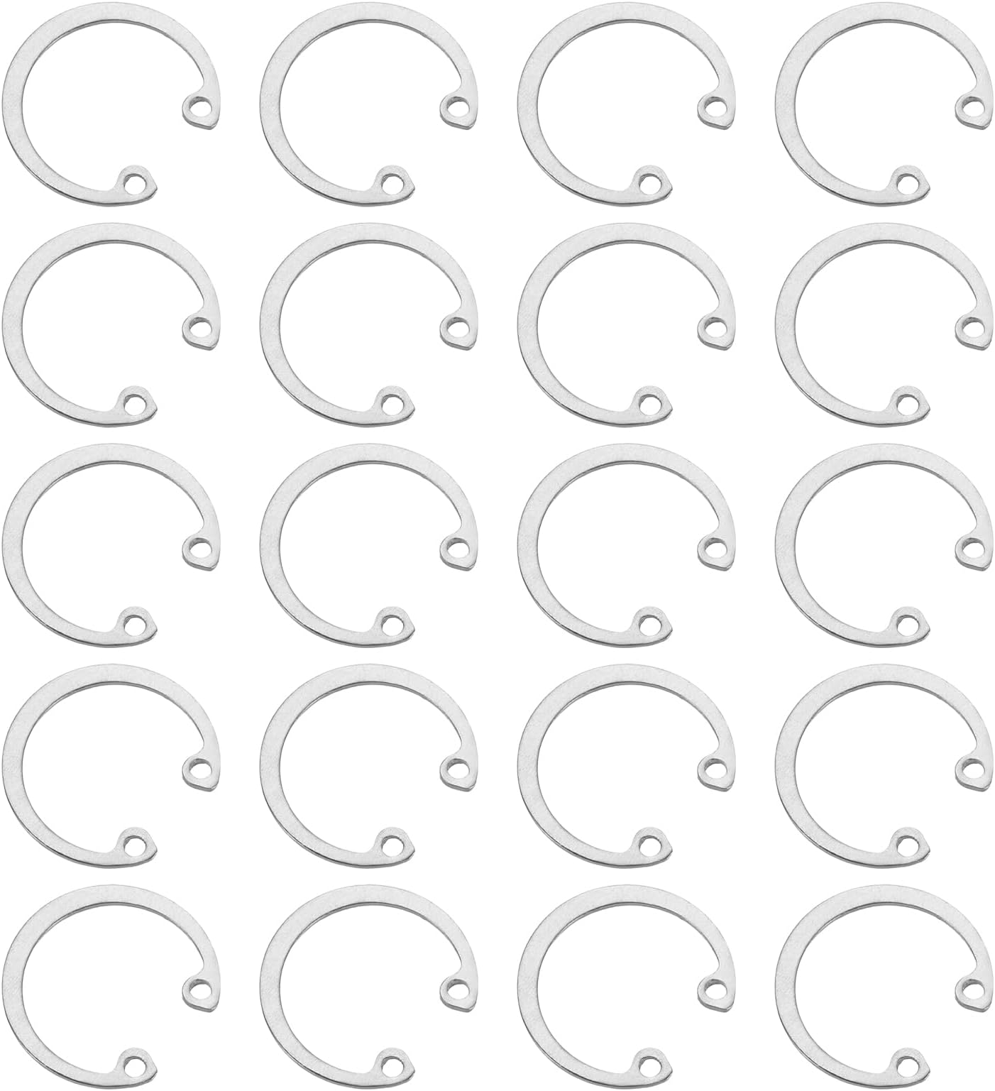 sourcing map 30Pcs 23mm Internal Retaining Ring Circlip, 304 Stainless Steel Internal Circlip Snap Rings C-Clips GB893 for Grooved Shafts Studs, Silver Tone
