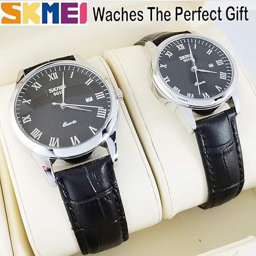 Miniatura 4 de SKMEI Pair Watches for Couples Men and Women His and Hers Watch Set Husband Wife Valentines Matching Wrist Watch Wedding Gifts Waterproof Business
