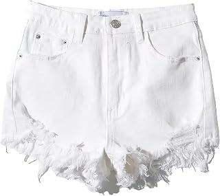 Women's Washed Distressed Comfy Shorts High Waisted Raw Hem Shorts Ripped Frayed Stretch Summer Shorts