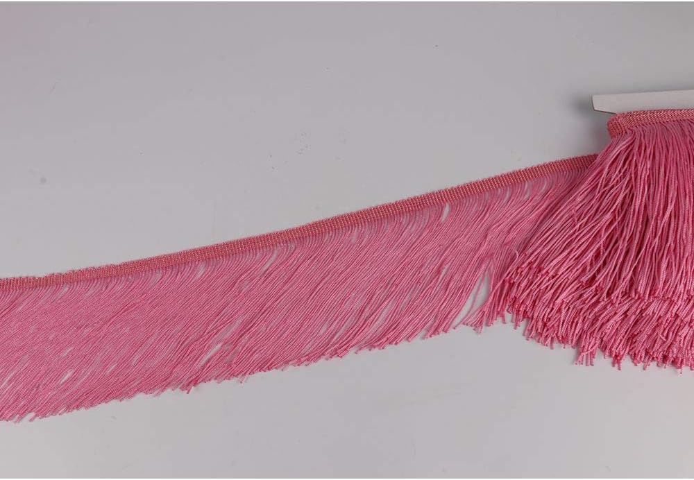 Fringe Trim Lace Polyerter Fibre Tassel 6inch Wide 10 Yards Long for Clothes Accessories Latin Wedding Dress DIY Lamp Shade Decoration Black White Red(Pink)