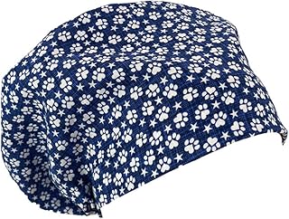 European Style â€“ No Ribbon. Blue Prints Doggie Paws. - Scrub Hat for Women & Men tie Back | Working Cap with Holder. Bouffant, Scrub Hats for Women, Unisex Surgical Caps, Nurses Hats | Dr. Hats