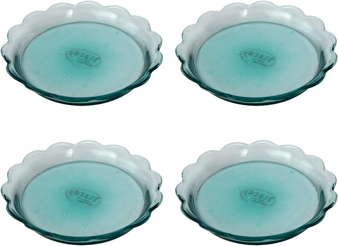 Glass Tray 4-Pack with Scalloped Rim by Achla Designs