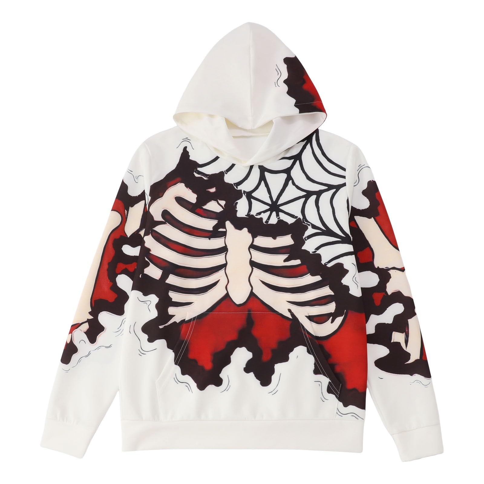 Genérico Sudadera Halloween Hombre diseño Esqueleto Sudadera Capucha Casual cómoda para Relax Diario Estampado Digital Talla Amplia