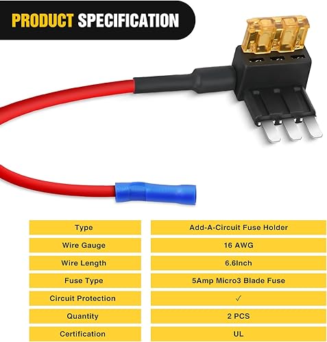 Miniatura 36 de Nilight - Portafusibles, adaptador TAP para fusibles de circuito adicional, portafusibles de hoja mini ATM APM (paquete de 10)
