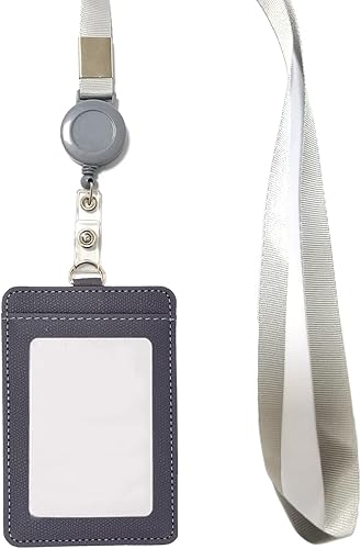 Soporte para tarjetas de identificación con cordón, tarjetero de piel sintética con carrete retráctil para llaves, tarjeta de identificación, collar