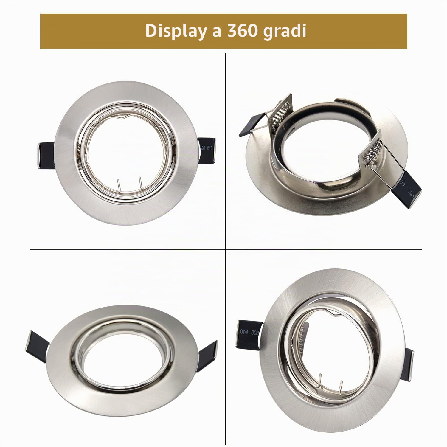 20x Cornice Faretti da Incasso per Cartongesso GU10,Orientabili a 30°,Foro 68mm-80mm,Portafaretto Rotondo Metallo,Faretti Led Soffitto Portalampada GU10 per Faretto LED e Lampadina