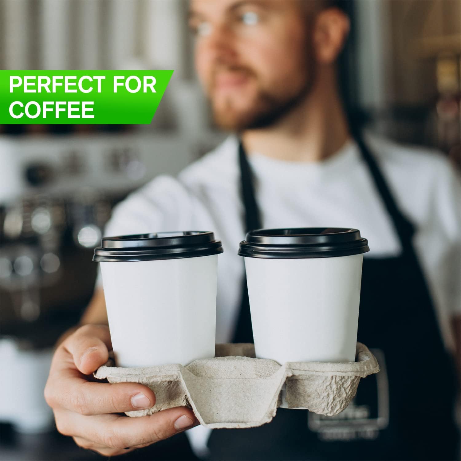 Smygoods White Disposable Paper Coffee Cups with Lids (10 OZ, 25 Count) For Hot Beverages, Tea, Espresso, Cocoa - To Go Drink Containers, Café & Office - Image 3