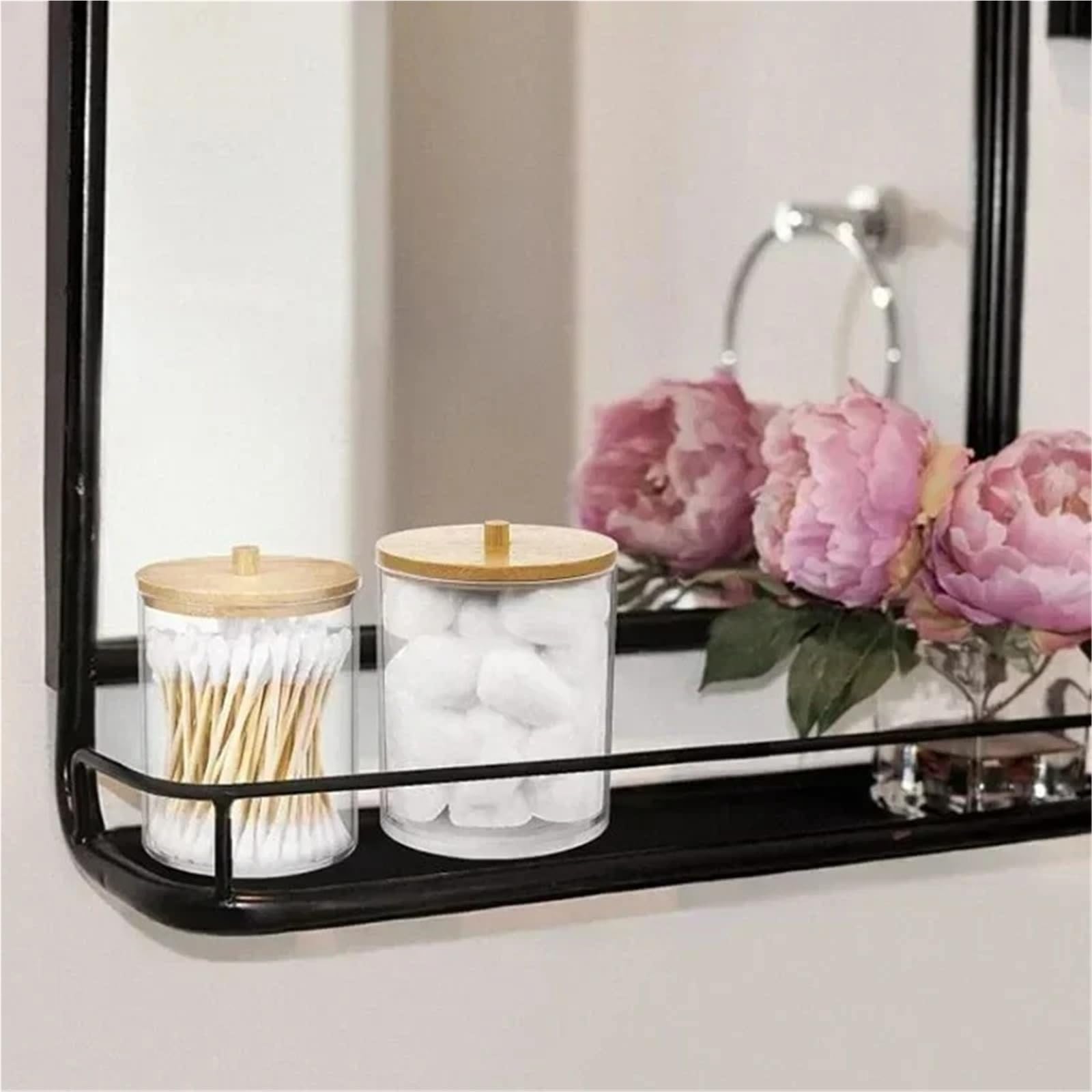 wattestäbchen behälter Aufbewahrungsbox Badezimmerglas Make-up-Organizer Wattepadhalter Tupfer Qtip Dispenser mit Deckel(Color 06)