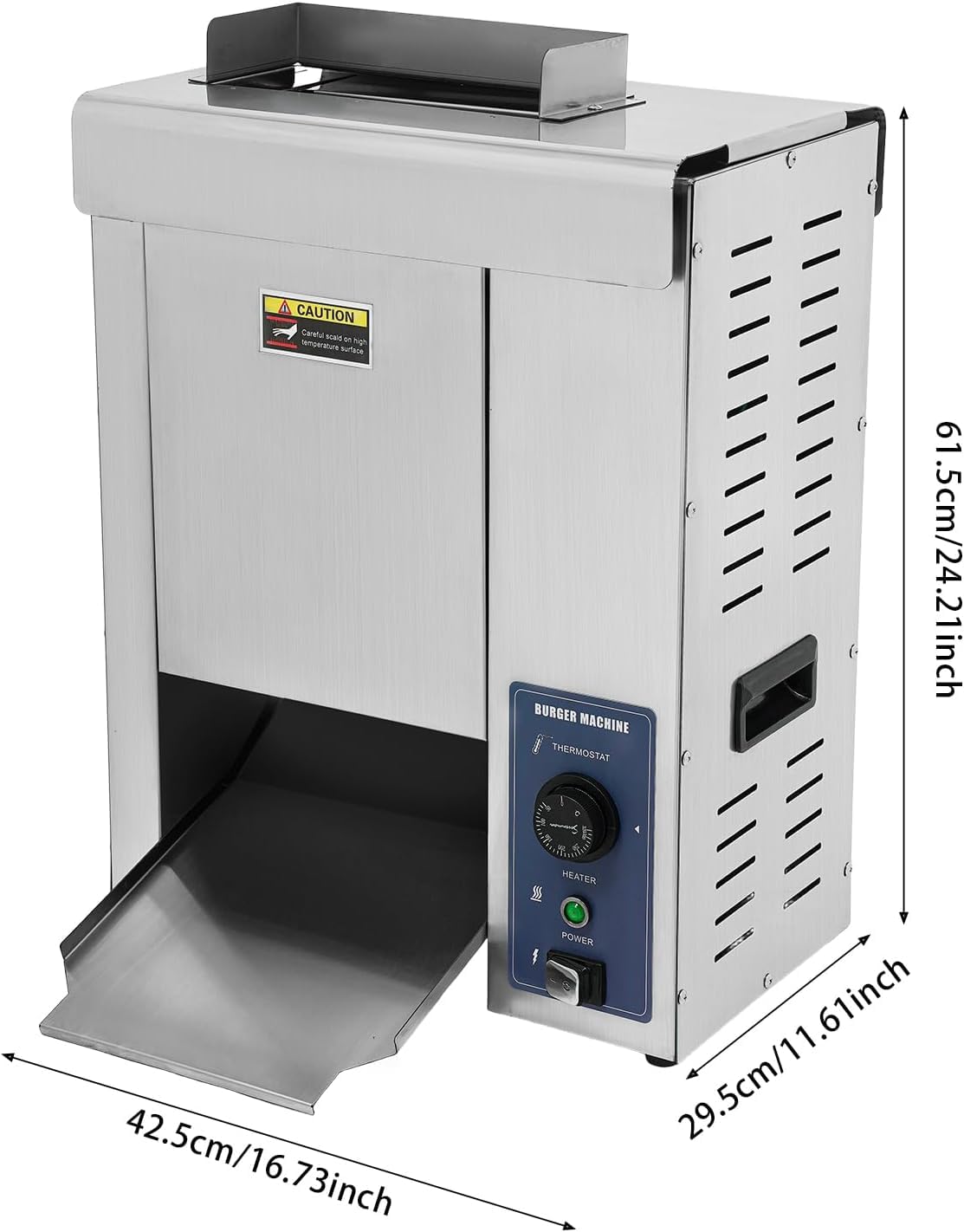 Tostadora Comercial De Pan para Hamburguesas De 2000 W: Máquina Eléctrica Vertical para Hornear con Temperatura Ajustable Y Asas Laterales Empotradas para Un Tostado Pan.