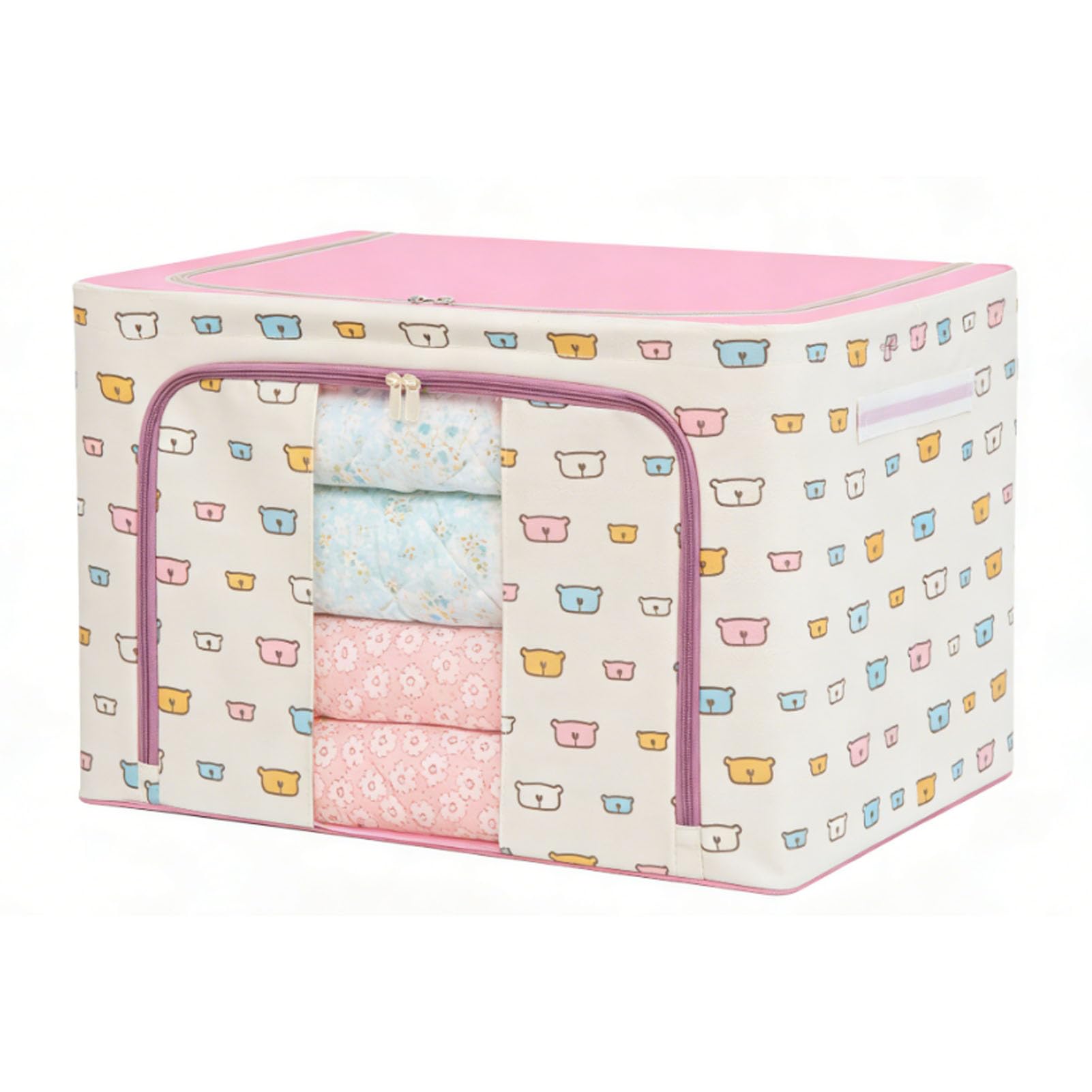 SIXRUN Cestino Portaoggetti Pieghevole per Abiti, Organizer per Armadio in Tessuto con Coperchio, Contenitore per Armadi 50x40x33 Cm per Guardaroba della Camera da Letto, Design Lavabile, Chiusura