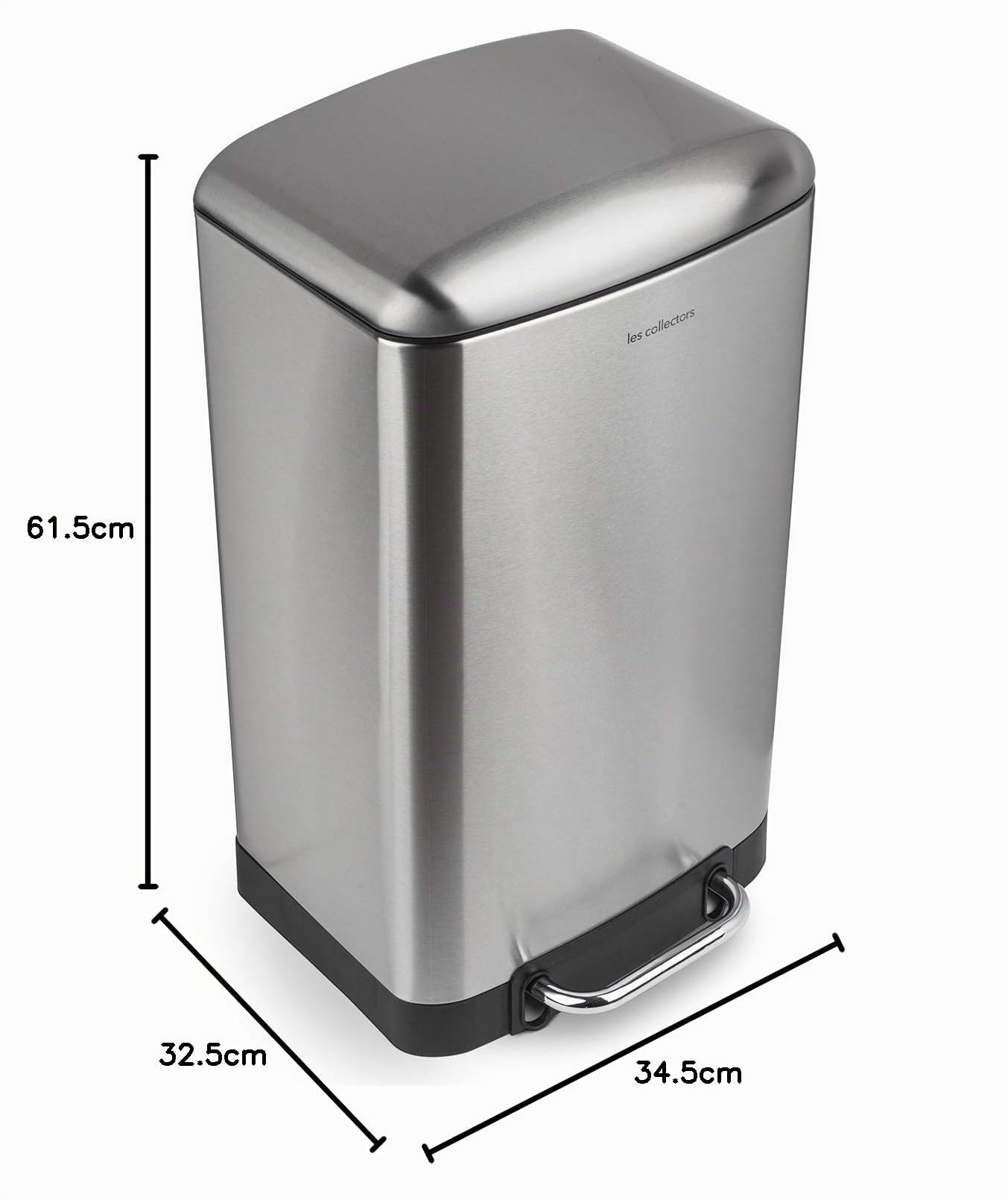 Les Collectors Küchen-Tretabfalleimer Edelstahl N°712 Fassungsvermögen 30 L, Kompakt, Praktisch, Herausnehmbarer Inneneimer, Design, Strapazierfähig, Geräuscharmer Deckelverschluss