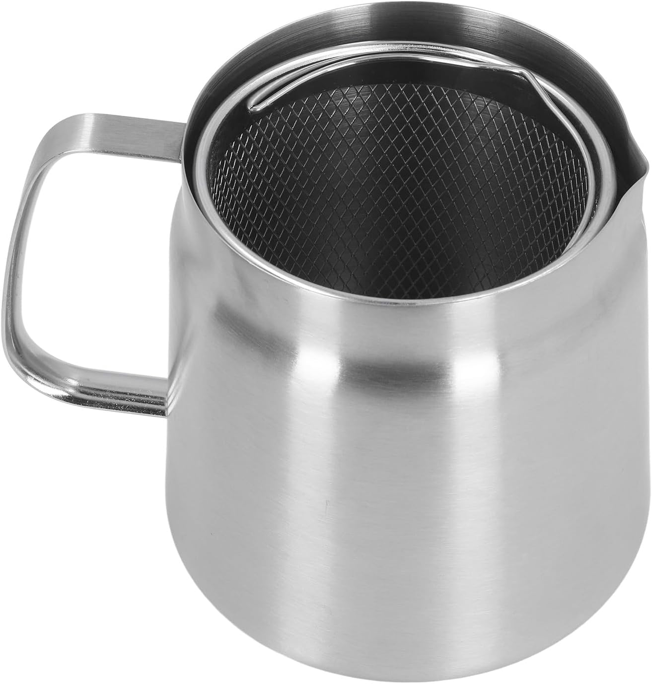 Zerodis Oil Strainer Pot Stainless Steel Large Capacity Versatile Usage Pot Large Dispensing Bottles Frying Pot Fat Separator Holder Filter Container for Pouring Versatile Usage Pot (2L)