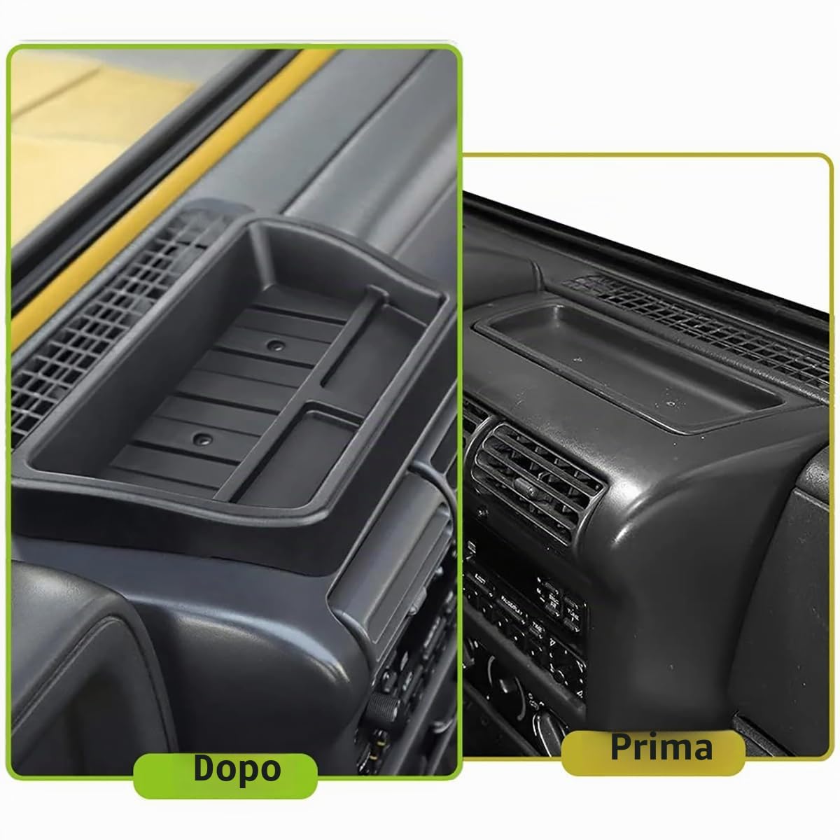 Scatola portaoggetti per Console Centrale Auto in ABS per Jeep Wrangler TJ 1997-2006, Vassoio Organizer per cruscotto