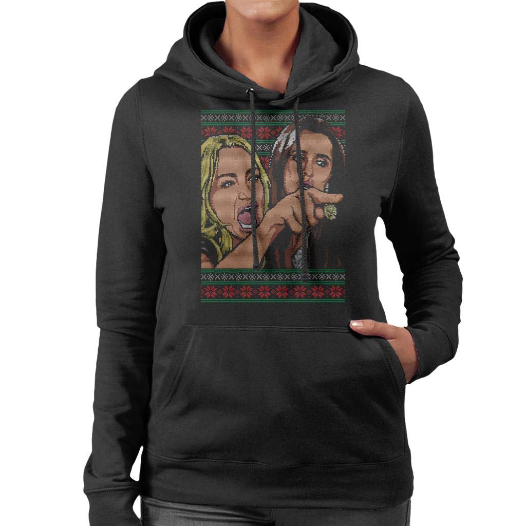 Ladies Yelling Real Housewives of Beverly Hills Christmas Women's Hooded Sweatshirt Black