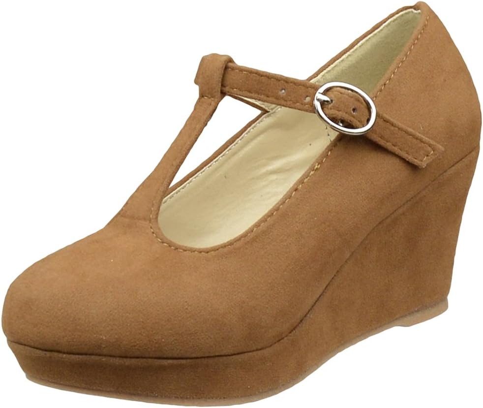 DS By KSCKids Dress Shoes Platform Wedge Closed Toe Pumps Brown