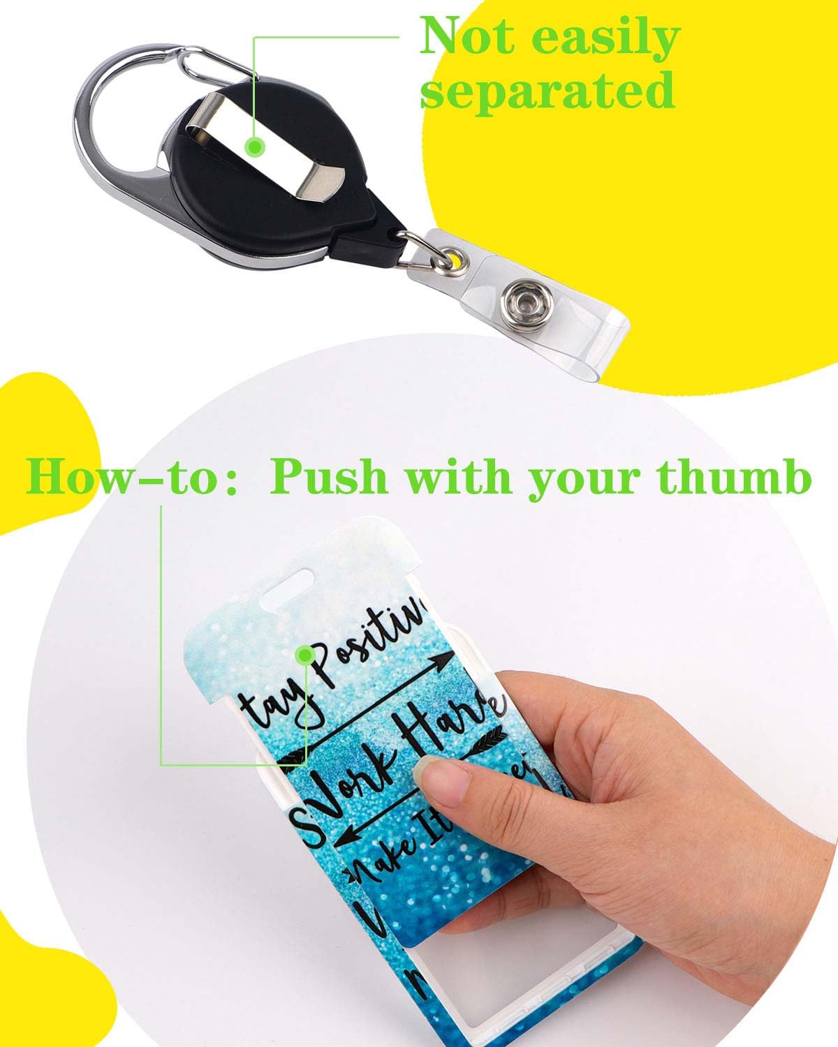 Positive Lanyard ID Card Holder with Retractable Badge Reel Cute Blue Neck Strap Key Lanyard for Teacher Kids Nurse Student Cruise Office School ID Credit Cards - Image 3