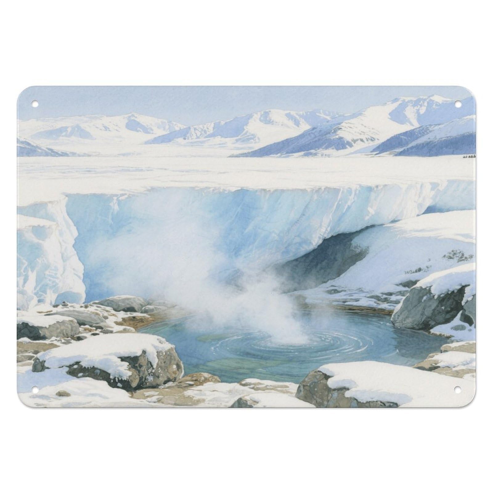 Fekiloot Style Glacier Hot Springs Wall Decor Iron Painting Metal Sign