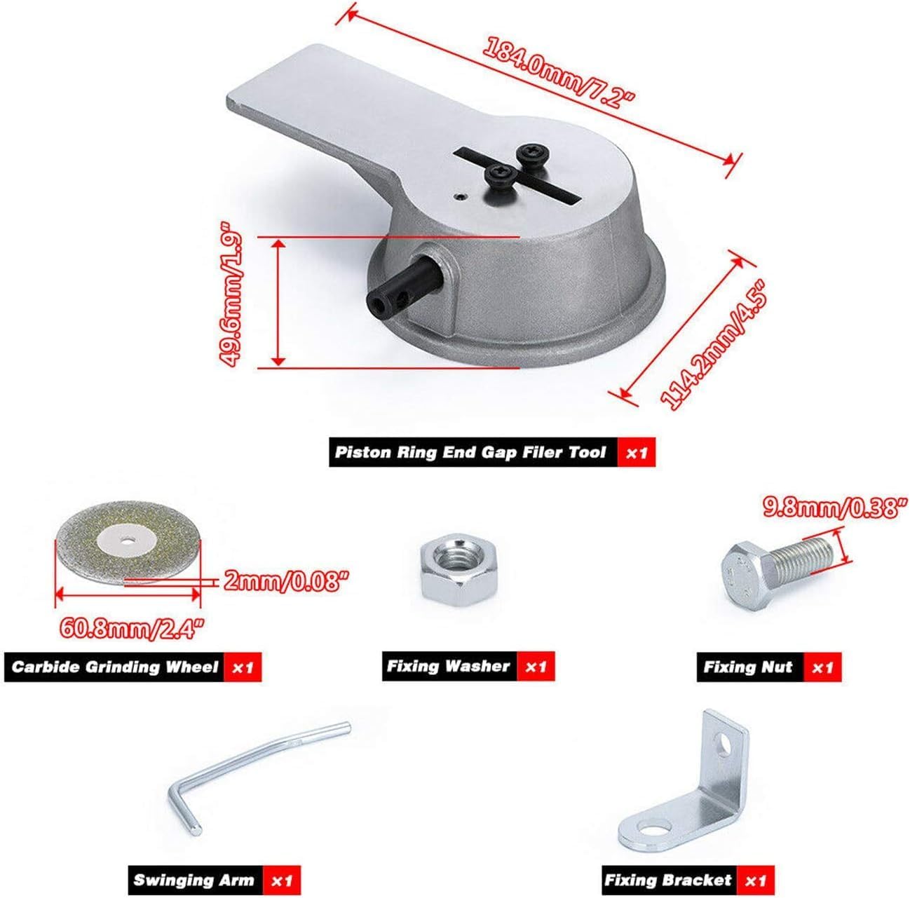 Aramox Universal Pistone Ring End Gaps Filer Strumento di Limatura Ruota di Taglio Precisa Pistone Ring Filer Accessori per Mole 91089408