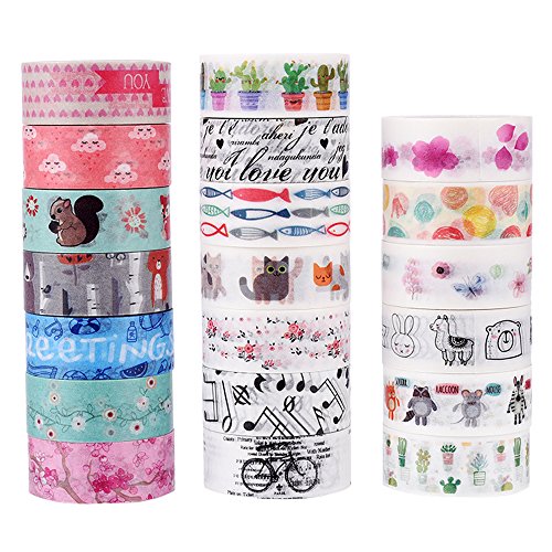 Dalus 20 Rolls Washi Masking Tape Set, Decorative Adhesive Tape for Crafts,Beautify Bullet Journals,Planners