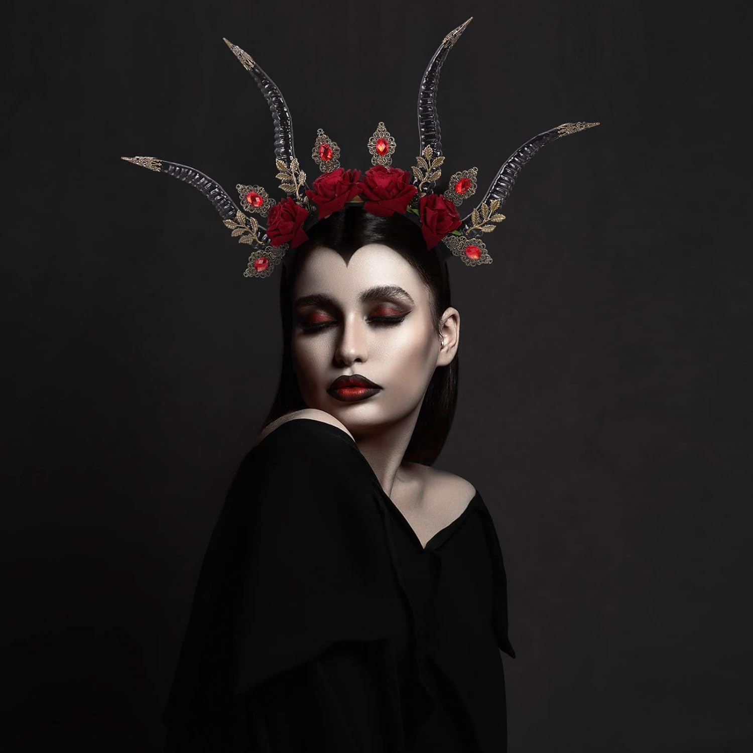 Devil Horn Headdress Gothic Antelope Horn Headband for Halloween Party Cosplay Festival Photo Props