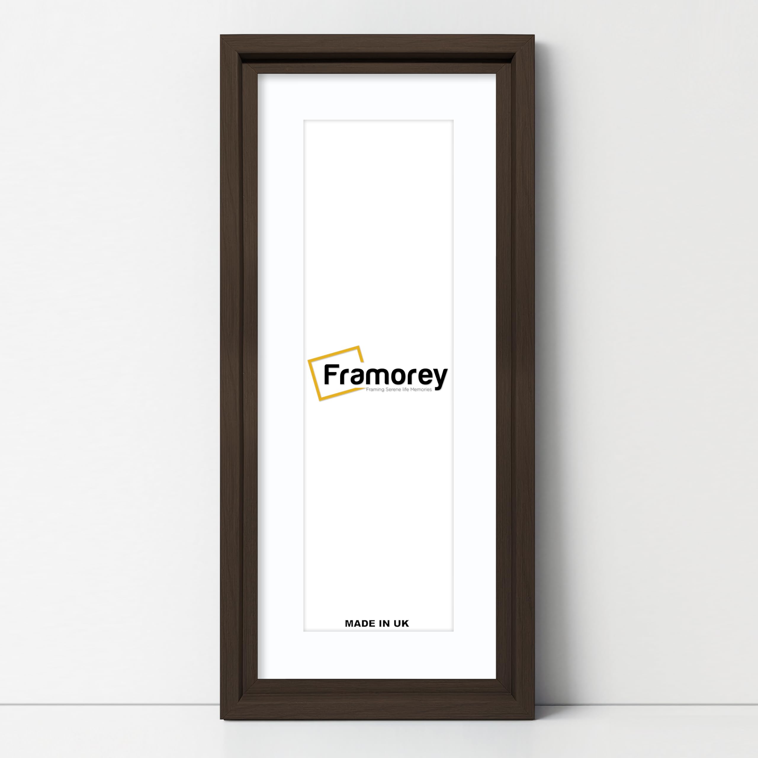 FRAMOREY Panoramic Style Picture Frame, 20x9" Size Walnut Photo Frame With 16x5" Size White Mount, Oslo Style Wall Art Hanging Frames