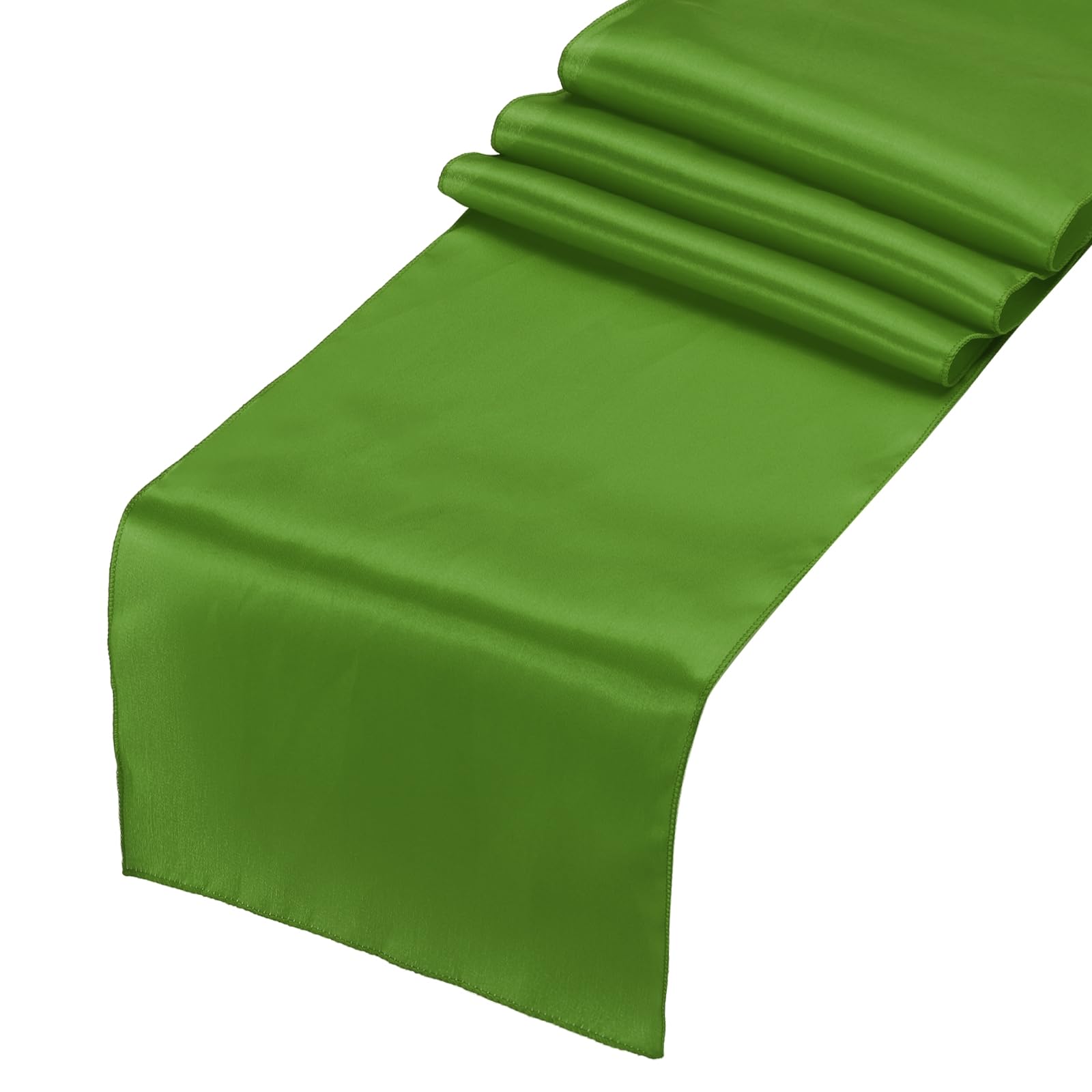 Chemin de table en satin vert gazon lavable pour habiller facilement vos tables de banquet