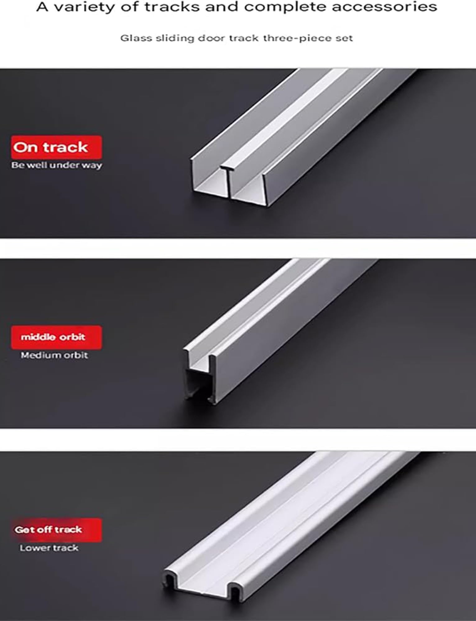 Rail de porte coulissante en aluminium pour armoires et vitrines, compatible avec le verre acrylique, fonctionnement fluide pour un accès facile