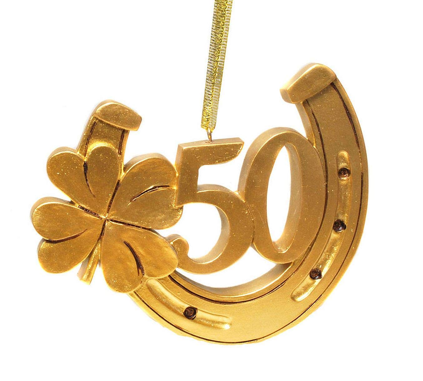 Udo Schmidt Horseshoe & Lucky Clover 50 Gold Approx. 10 x 12 cm