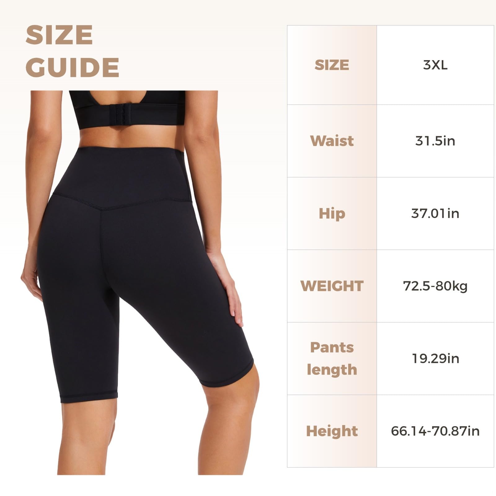 Czarne damskie spodenki do biegania z wysokim stanem, oddychające, rozciągliwe spodenki do treningu, Czarny, Women's, XXXL