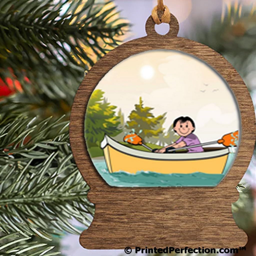 PrintedPerfection.com Personalized Rowboat - Female Wooden Snow Globe Shaped Christmas Ornament