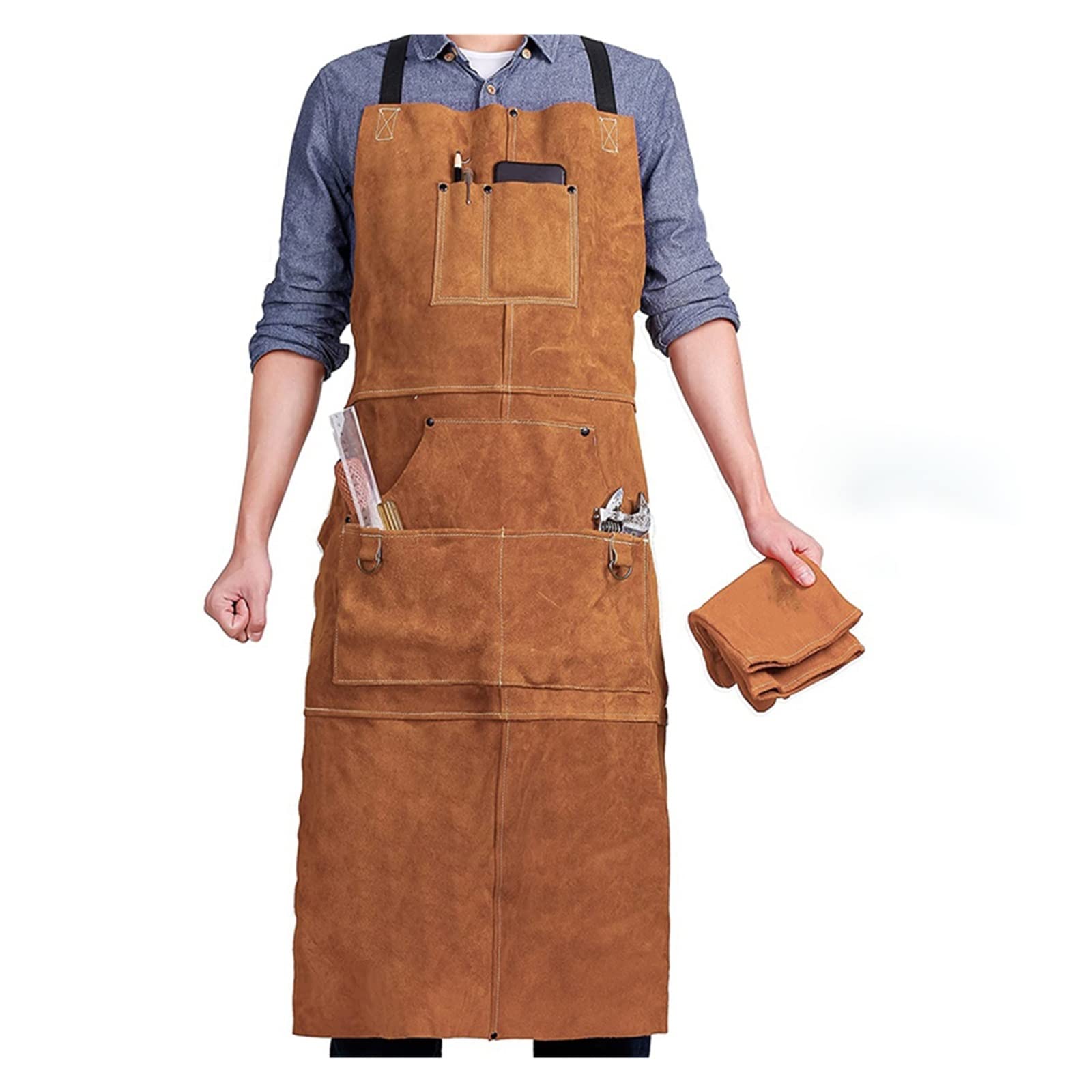 Delantal de Trabajo, Atral de soldadura resistente al calor de cuero delantal de trabajo de servicio pesado delantal de forja, delantal de soldadura de cuero, resistente al calor