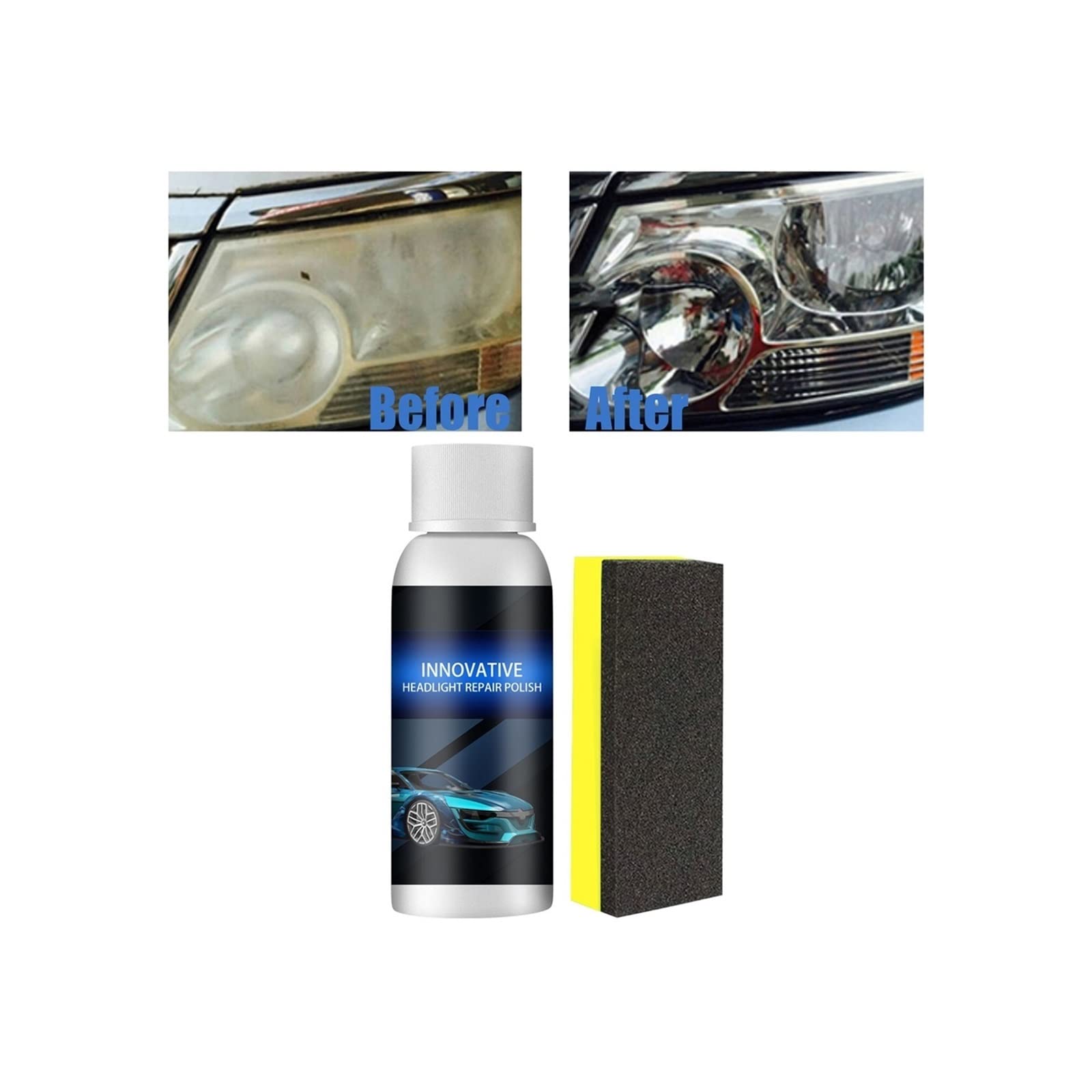 ubervia Ubervia® Car Headlight Repair Fluid, Innovative Car Headlight Renewal Polish, Headlight Polish, Headlight Restoration Kit, Instantly Remove Oxidation, Dirt & Haze (30ML,1Pcs)-picture-45