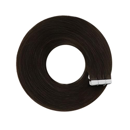 Miniatura 7 de YoungSee Extensiones de cabello humano con cinta, extensiones de cabello humano real, color marrón oscuro, extensiones de cabello Remy con cinta