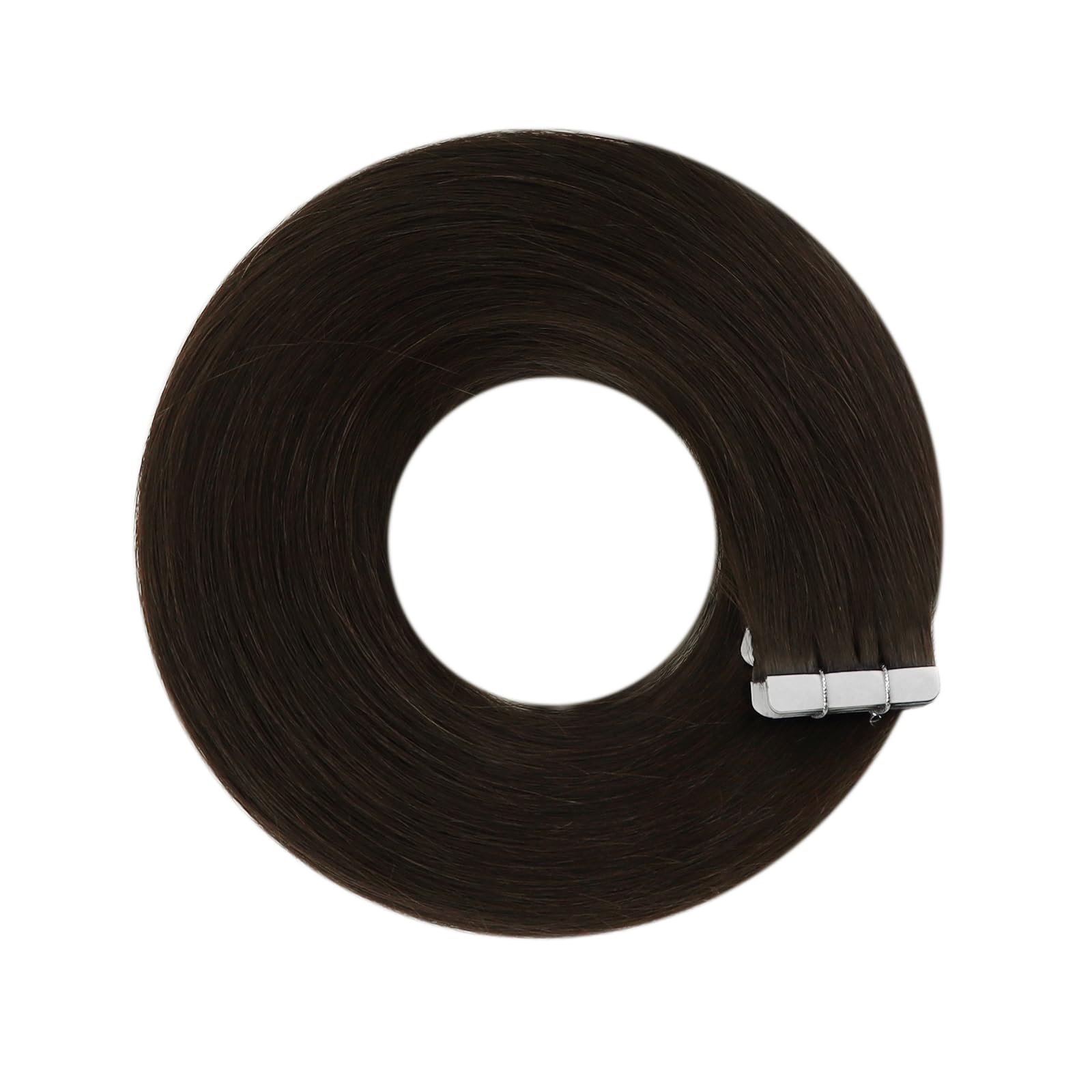 YoungSee Tape in Hair Extensions Dark Brown Tape in Natural Hair Extensions Brown Tape Extensions Human Hair Darkest Brown Real Human Hair Tape in Extensions for Women 22in 20pcs 50g — view 7