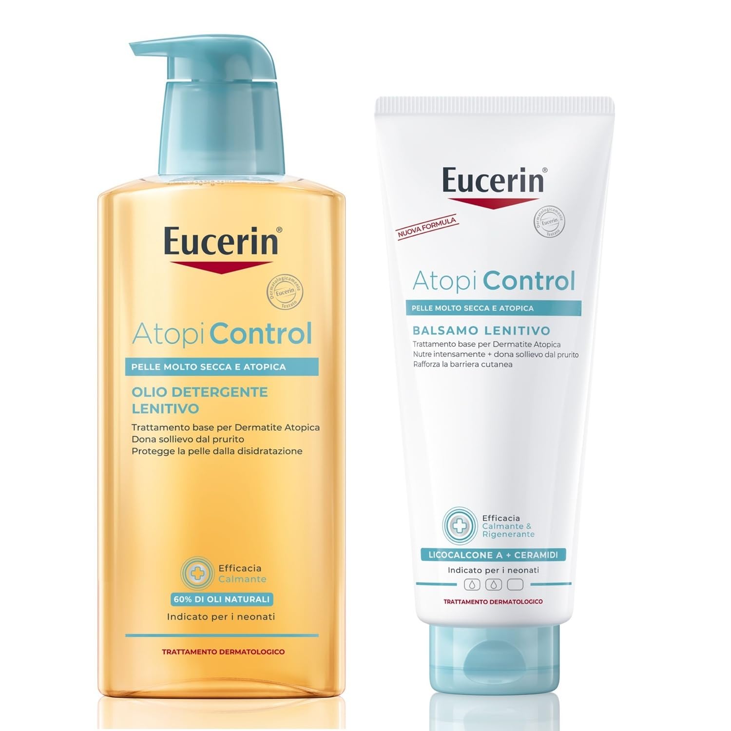 Eucerin Atopi Control Skincare Kit con detergente corpo Olio Detergente Lenitivo 400 ml e crema dermatite atopica Balsamo Corpo Lenitivo 400 ml, Con Ceramidi e Oli, Pelle secca, sensibile e atopica
