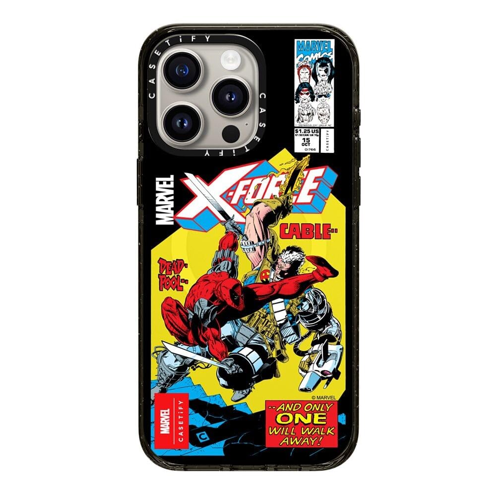 CASETiFY Impact iPhone 15 Pro Max Case [Deadpool & Wolverine Co-Lab / 6.6ft Drop Protection/Magsafe] - Comic Book Cover Case - Clear Black