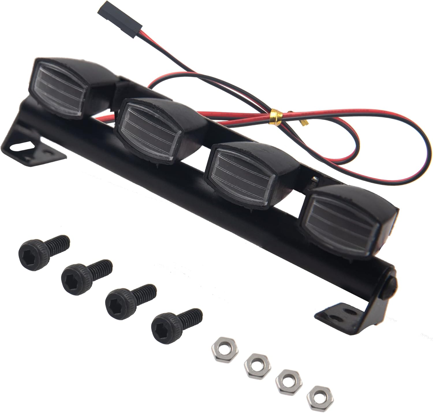 RC LED Light Bar Roof LED Lamp Body Shell Roof Light Compatible with Traxxas TRX-4 Axial SCX10 II 90046 RC4WD D90 D110 1/10 RC Crawler Car Truck (4 LED Light)