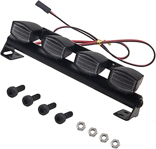 HIRCQOO RC LED Light Bar Roof LED Lamp Body Shell Roof Light Compatible with Traxxas TRX-4 Axial SCX10 II 90046 RC4WD D90 D110 1/10 RC Crawler Car Truck (4 LED Light)