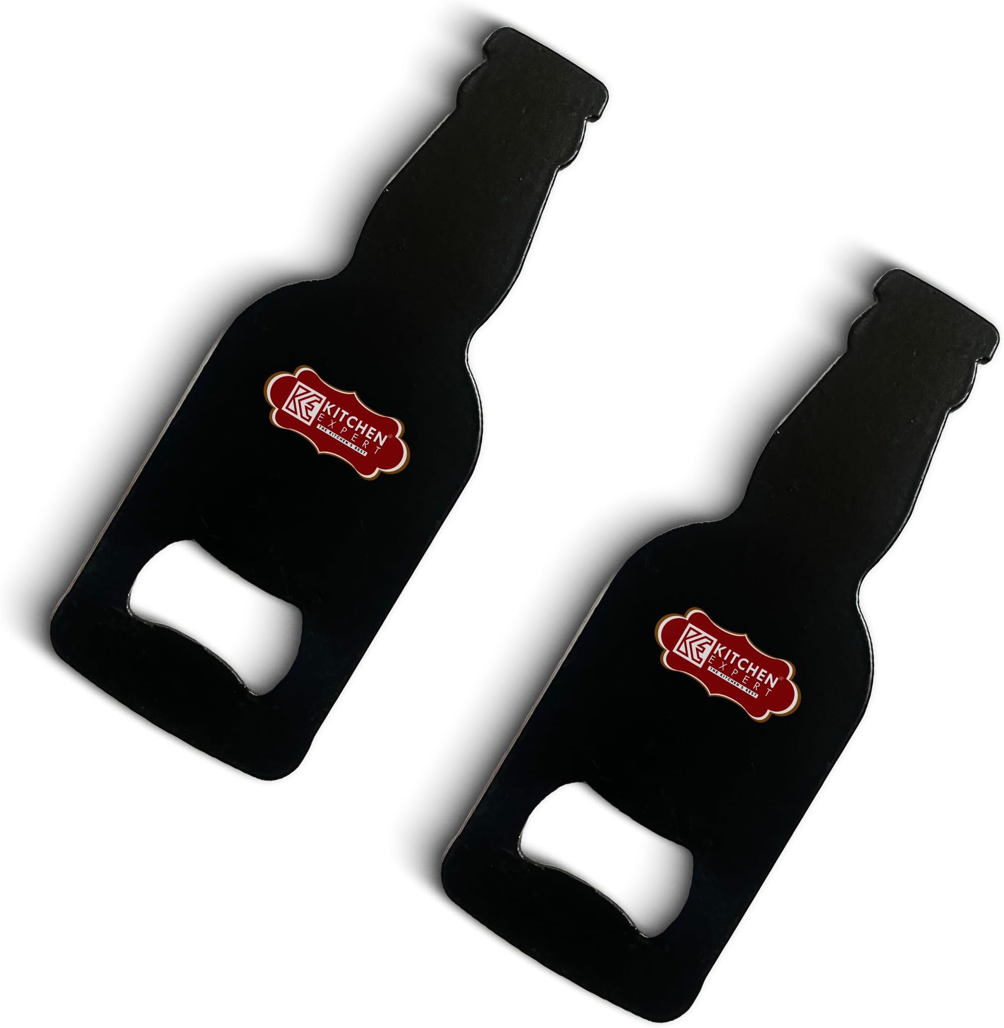 Kitchen Expert - Steel Bottle Opener | Matte Black | Set of 2 | Fancy Bar Tool