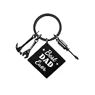 Bonus Dad Father Day Gifts from Daughter Wife Son,Funny Best Dad Ever Dad Keychain for Men,Personalized Dad Birthday Gifts,Cool Keychain with Screwdriver,Hammer and Wrench