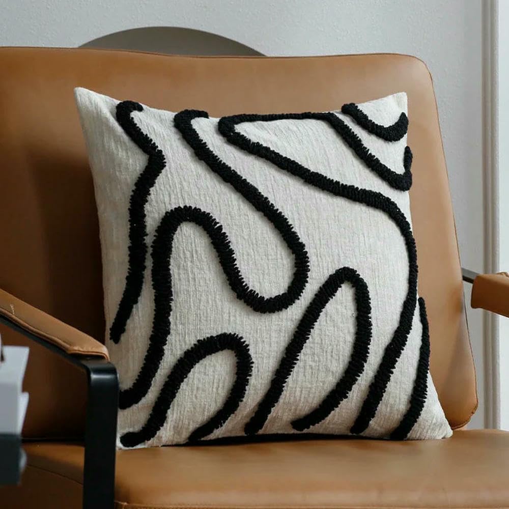 KKRANG 45x45 Chenille Decorative Throw Pillow Cover Soft Geometric Lines Cushion Covers 3-color Pillowcase Sofa Living Room