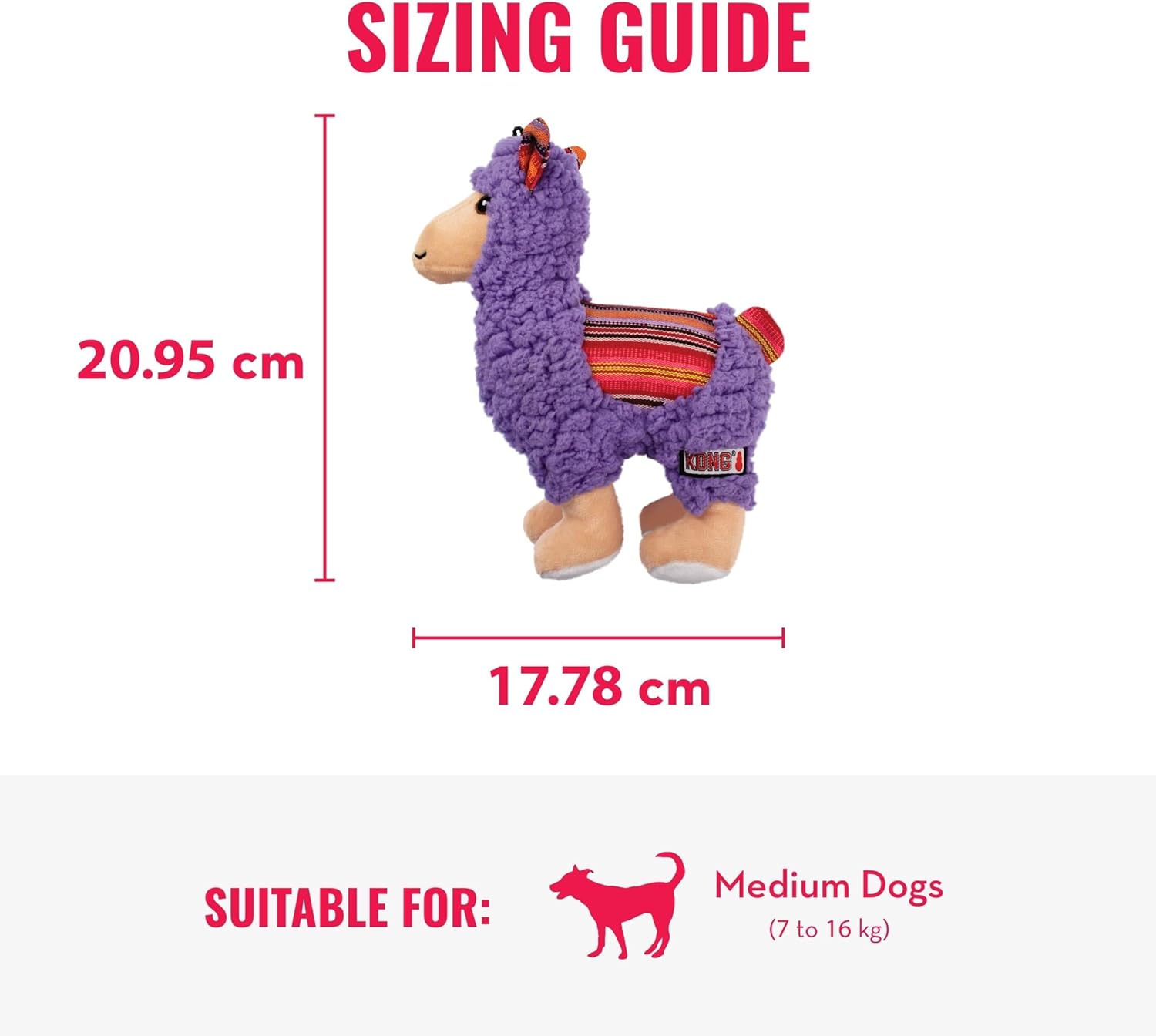 KONG Sherps Dog Toy – Medium Size, Plush Squeaky Toy for Indoor Play, Soft & Durable (Llama)