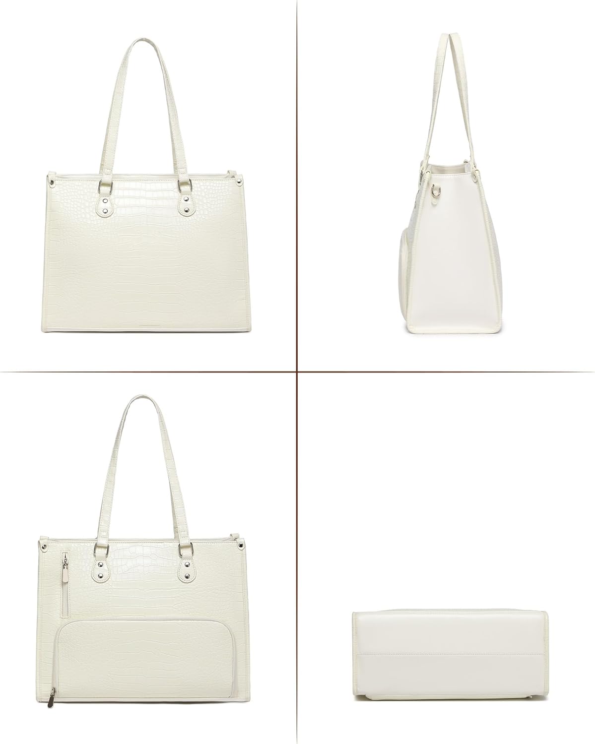 Lunch Tote Bag with Insulated Compartment for Women Daily Work, PU Leather Laptop Bag with 15.6 Inch Computer Compartment - Image 8