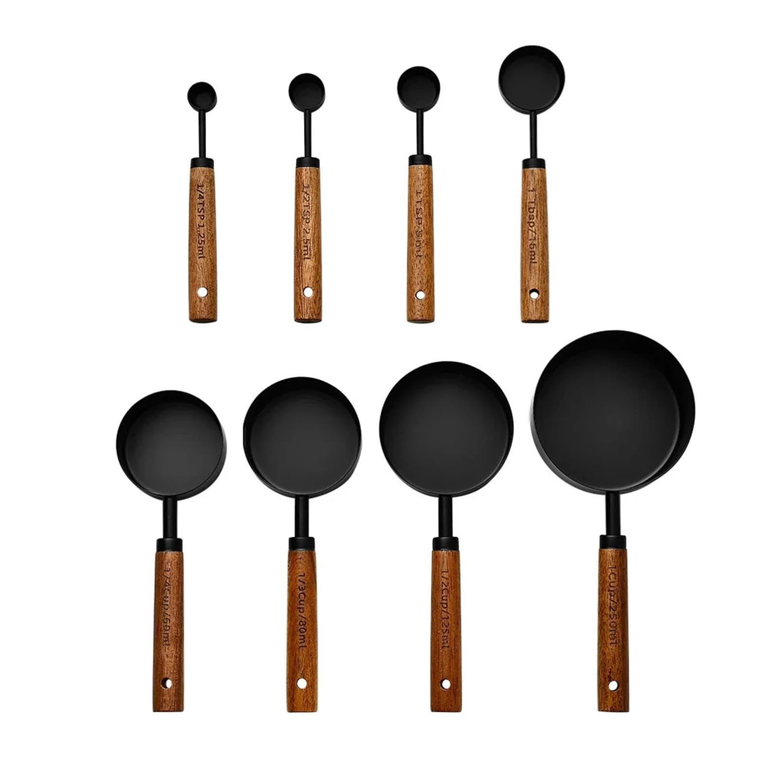 Set 4 piezas tazas y cucharas medidoras acero inox chapado en oro | Herramientas de medición graduadas para repostería y cocina(Origin-4PS-A)
