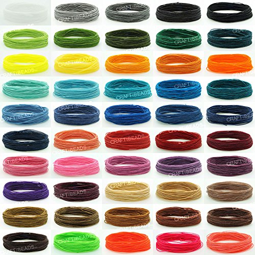 15 Assorted - 1mm Waxed Polyester Twisted Linhasita Cord Macrame Bracelet String, 10yards/Pkg