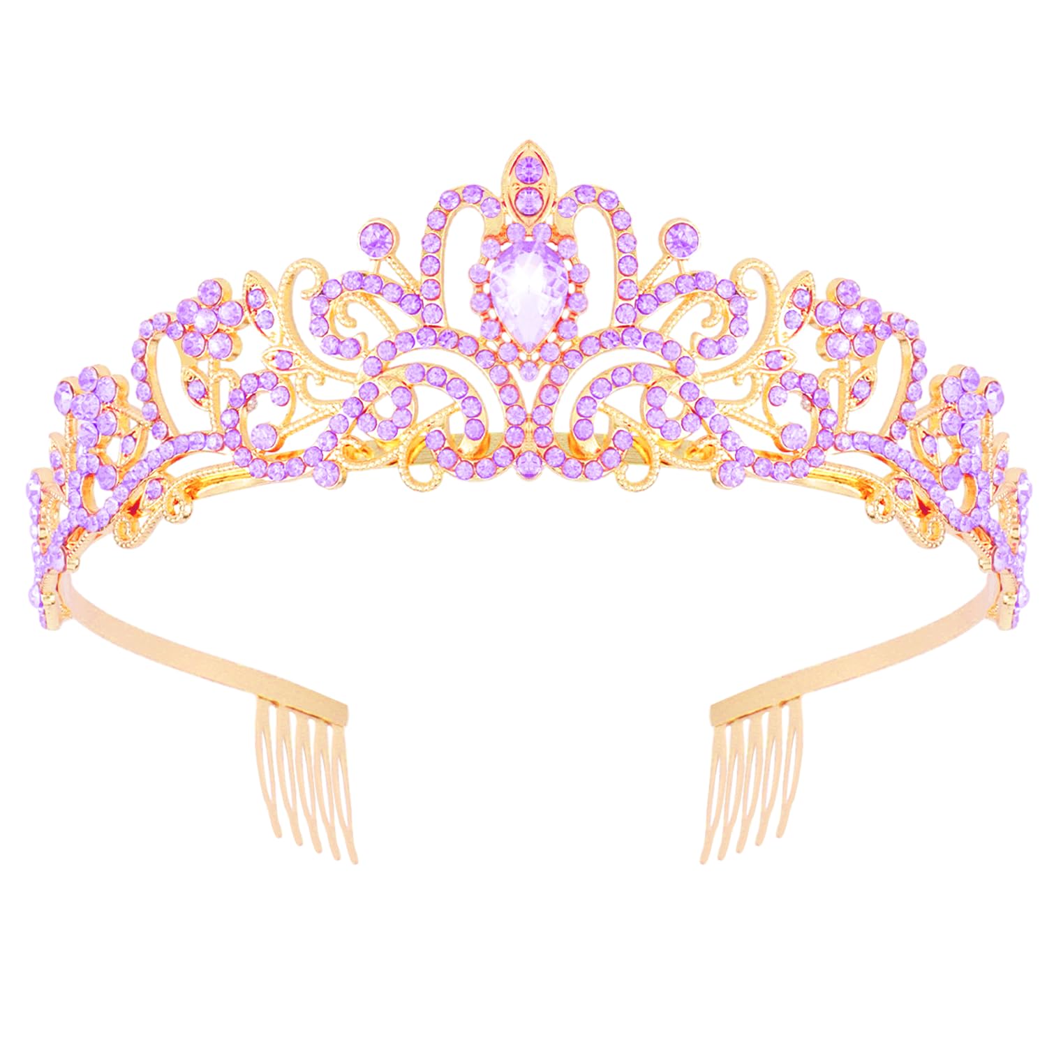 Didder Gold Purple Rhinestone Princess Tiaras and Crowns for Women and Girls Birthday Tiara Crown Halloween Costume Party Wedding Prom Headpiece