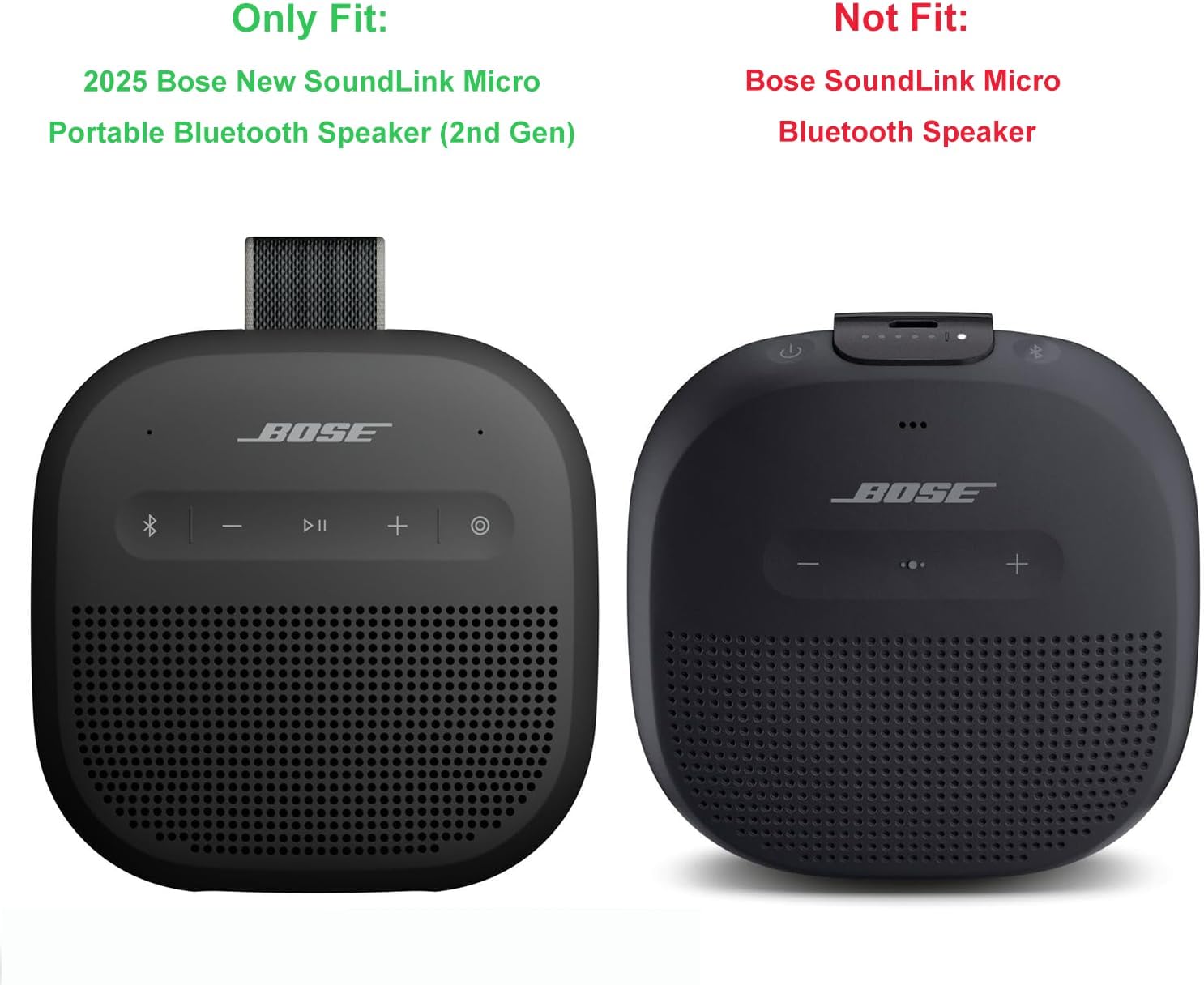 Silicone Case Cover For Bose New SoundLink Micro Portable Bluetooth Speaker (2nd Gen), High-Quality Shockproof Cover with Carabiner, Anti-Slip Dustproof Protective Sleeve (Black) - Image 2